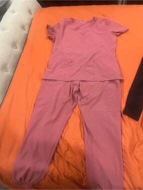 Women's Scrub Set - Rose Pink Utility Pants & Top